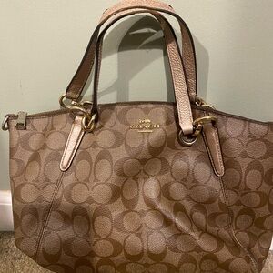 Coach Brown Tote Bag with Monogram Design